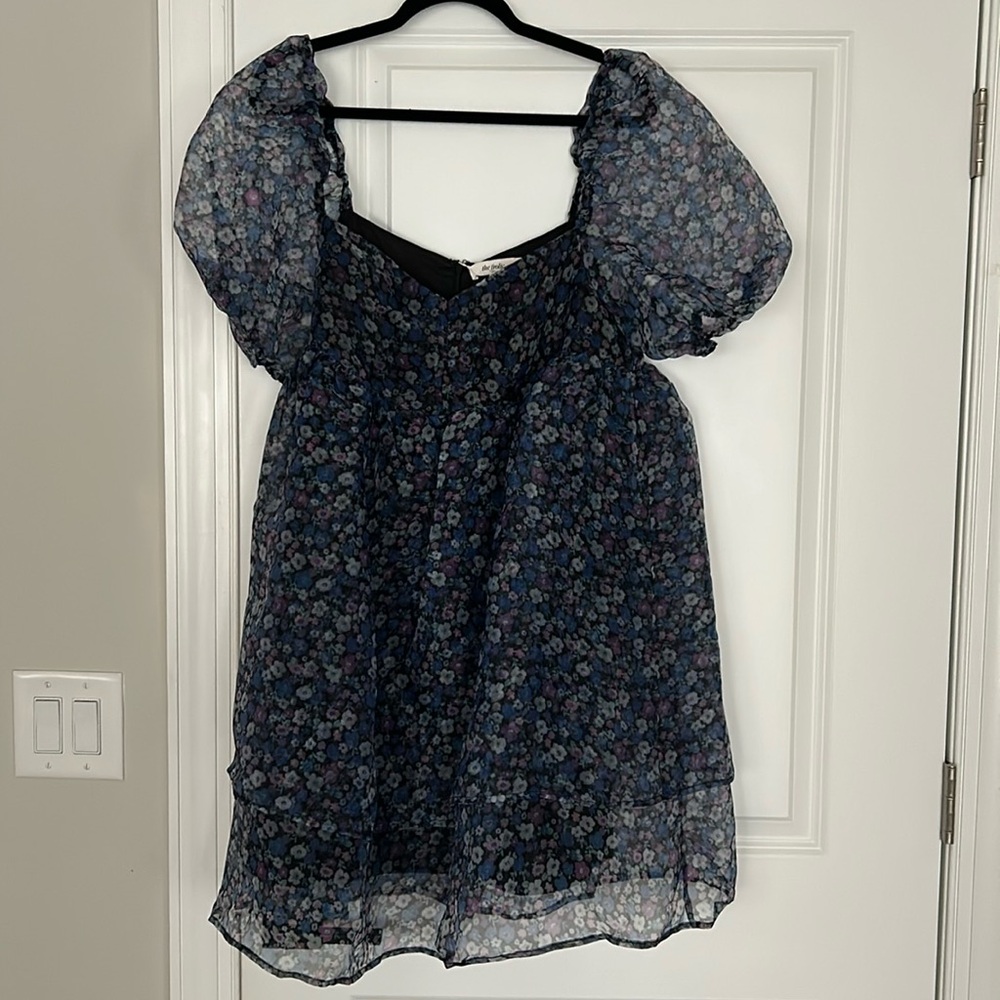 The Frolic Blue Mini Babydoll Floral Dress